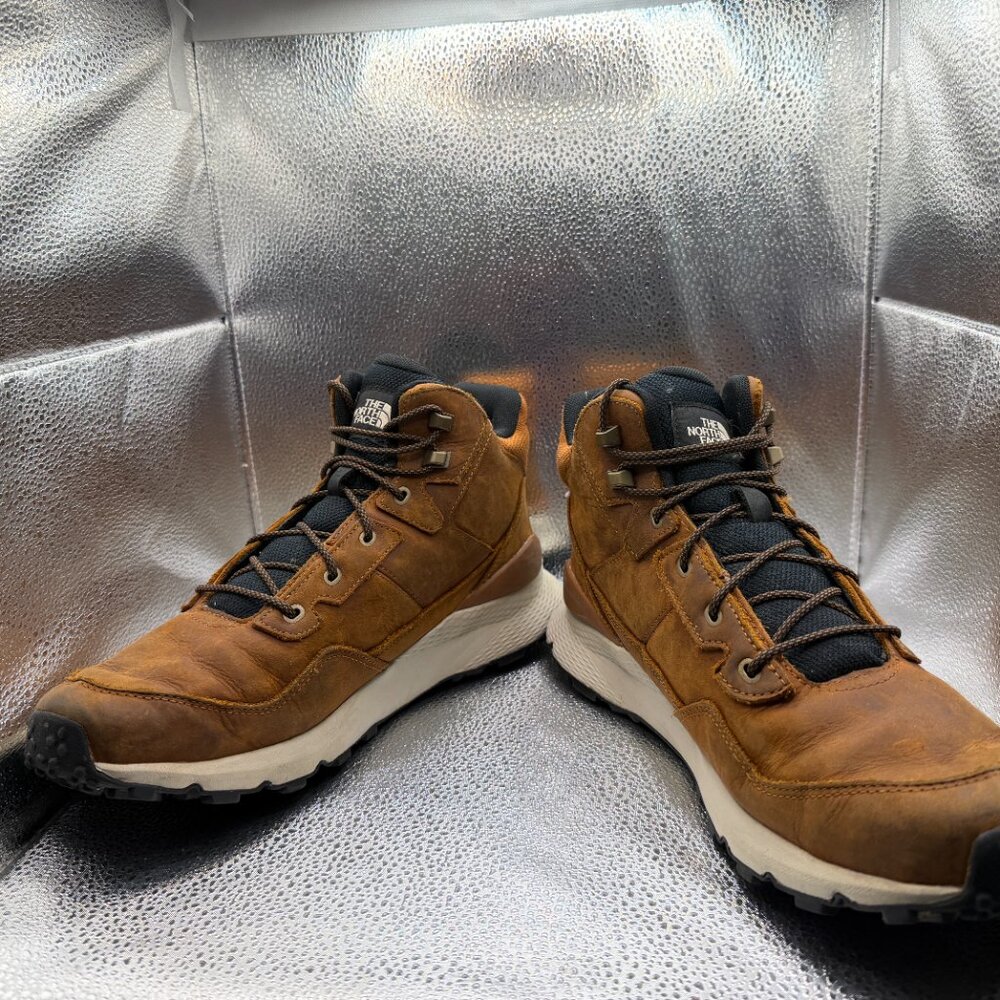 Size 12 The North‎ Face Vals II Mid Brown Mens Leather Waterproof Hiking Boots - Picture 4 of 10
